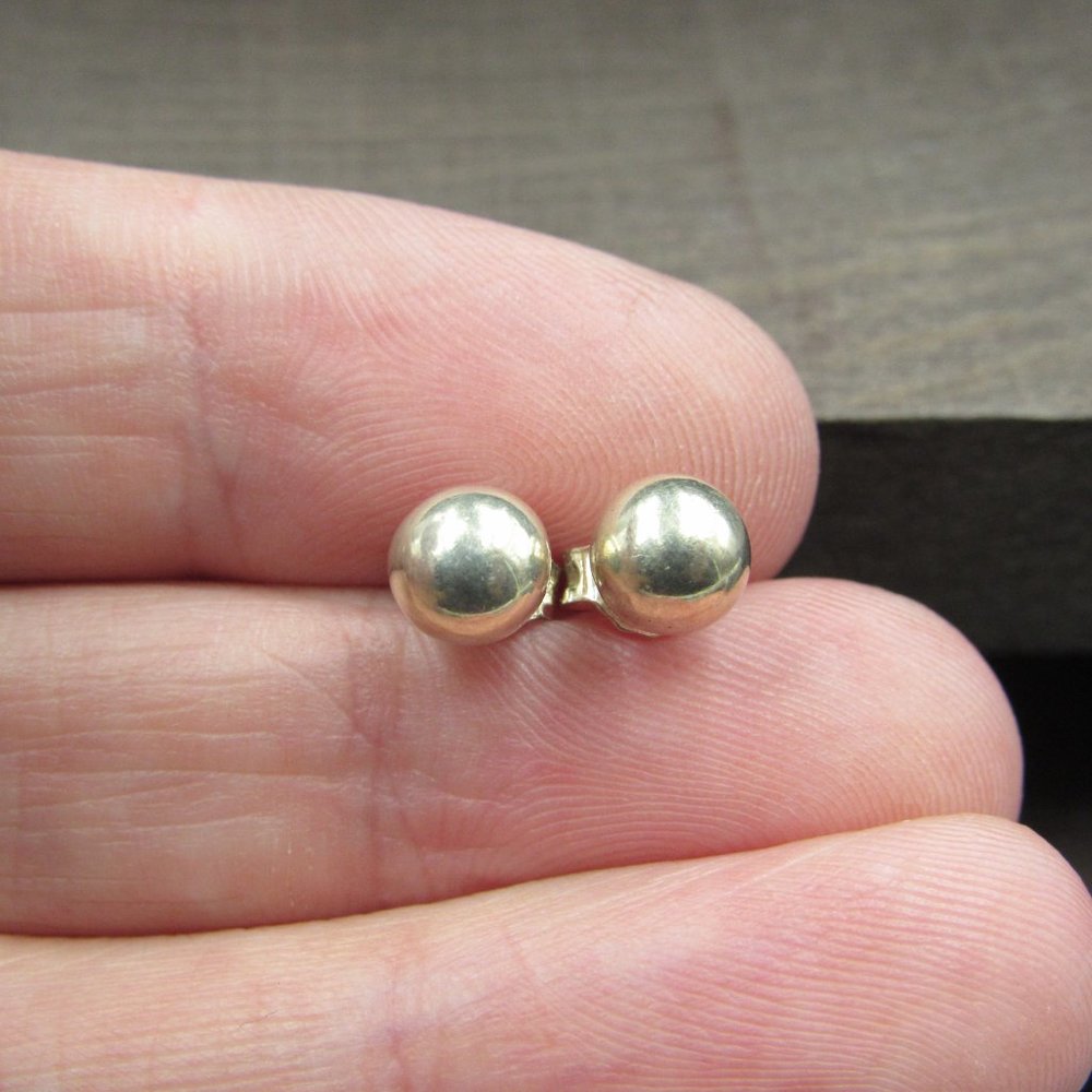 Sterling Silver Small Plain Orb Stud Earrings - image 2